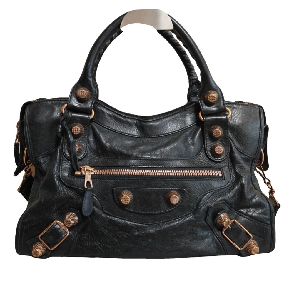 Balenciaga City Bag in black with rose gold hardware